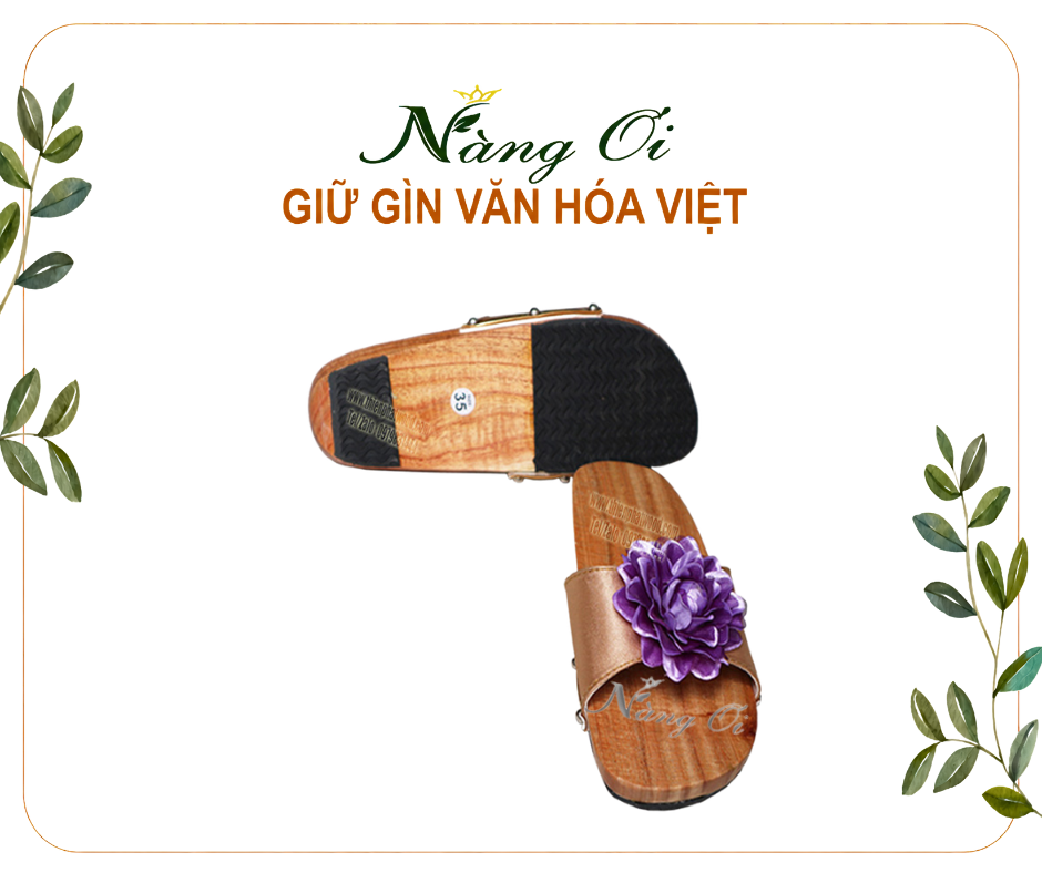 guốc gỗ đế bằng cao 3cm làm từ gỗ xoan tự nhiên